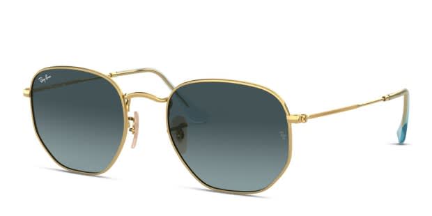 Ray-Ban RB3548N Hexagonal gold frame with blue/grey gradient