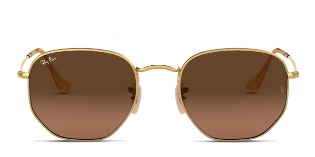 Ray-Ban RB3548N Hexagonal gold frame with brown gradient grey