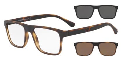 Emporio Armani EA4115 w/Clip-On Brown/Tortoise glasses - Brown / Tortoise - Angle View