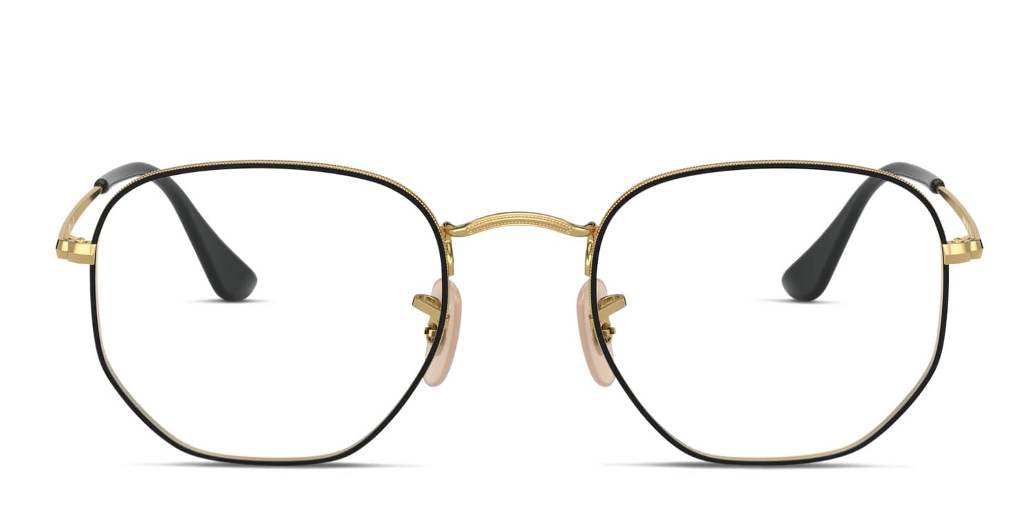 Ray-Ban RX6448 Hexagonal Black , Gold Eyeglasses | Includes FREE