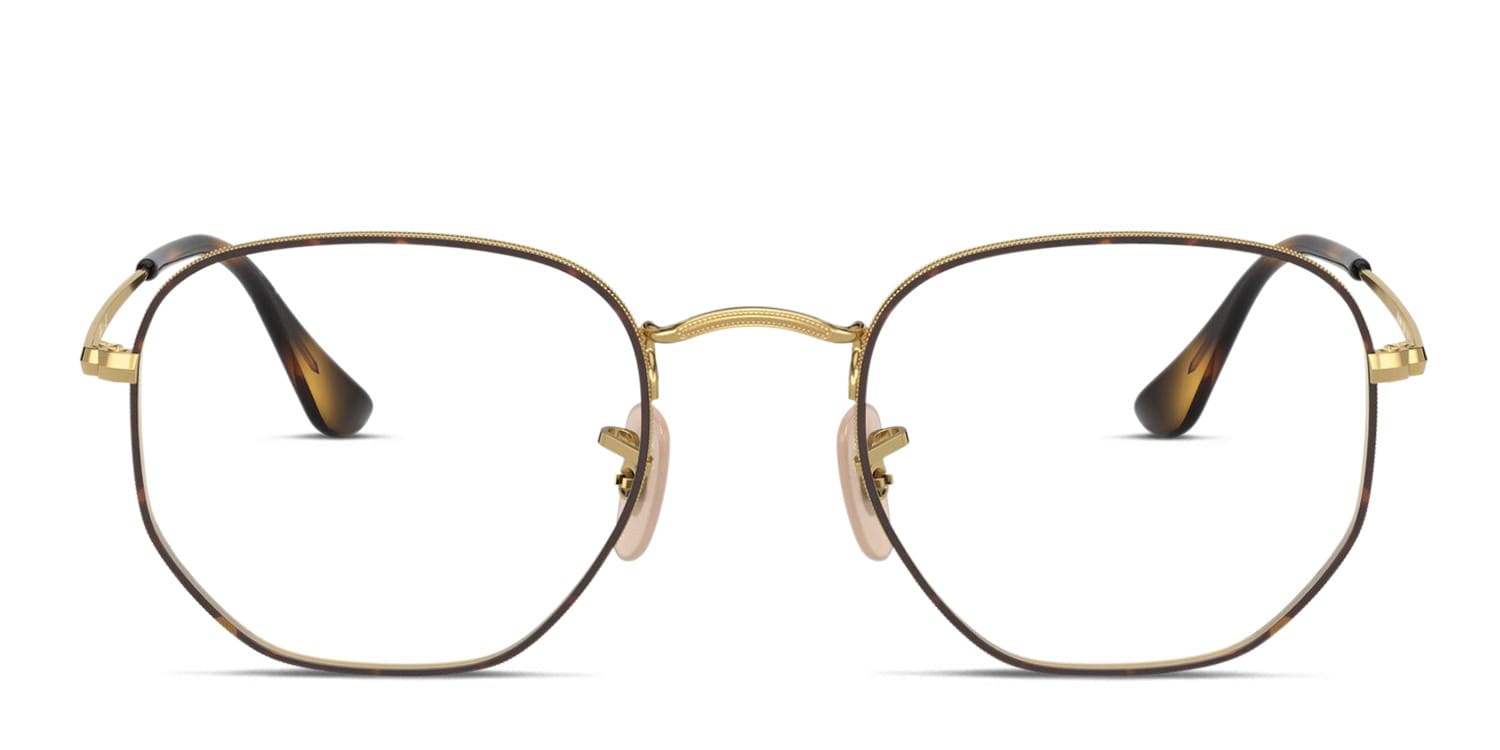 Ray-Ban RX6448 Hexagonal Gold , Tortoise Eyeglasses | Includes