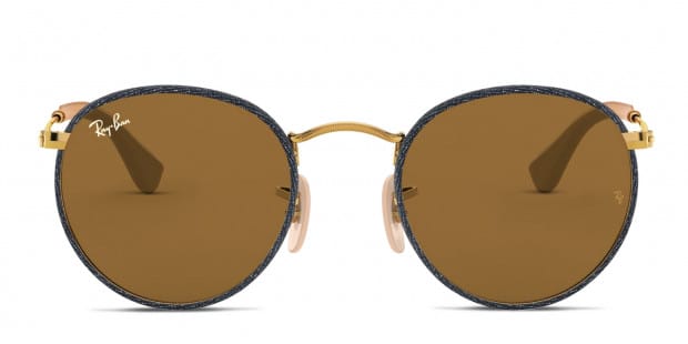 Ray Ban RB3475Q Round Craft Blue Brown Gold Prescription Sunglasses 50 Off Lenses