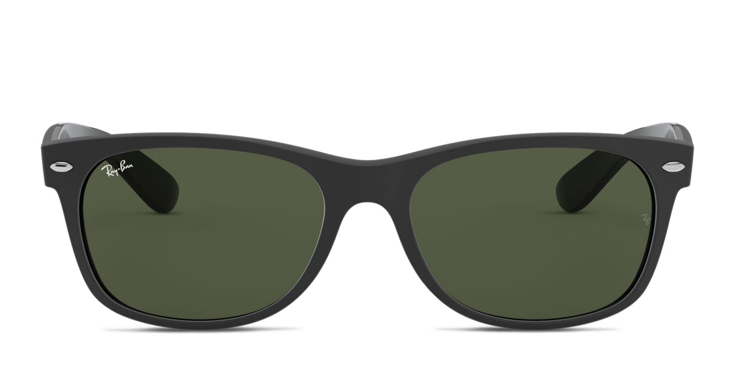 Ray-Ban RB2132 New Wayfarer Matte Black, Green, Shiny Black glasses - Matte Black / Green / Shiny Black - Frontal View