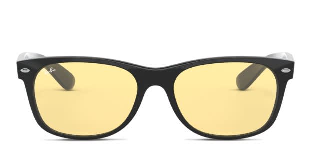 Ray-Ban RB2132F New Wayfarer Shiny Black, Yellow Sunglasses