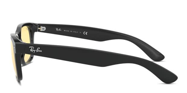 Ray-Ban RB2132F New Wayfarer Shiny Black, Yellow Sunglasses