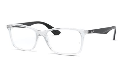 Ray-Ban RX7047 Clear, Black glasses - Black / Clear - Angle View