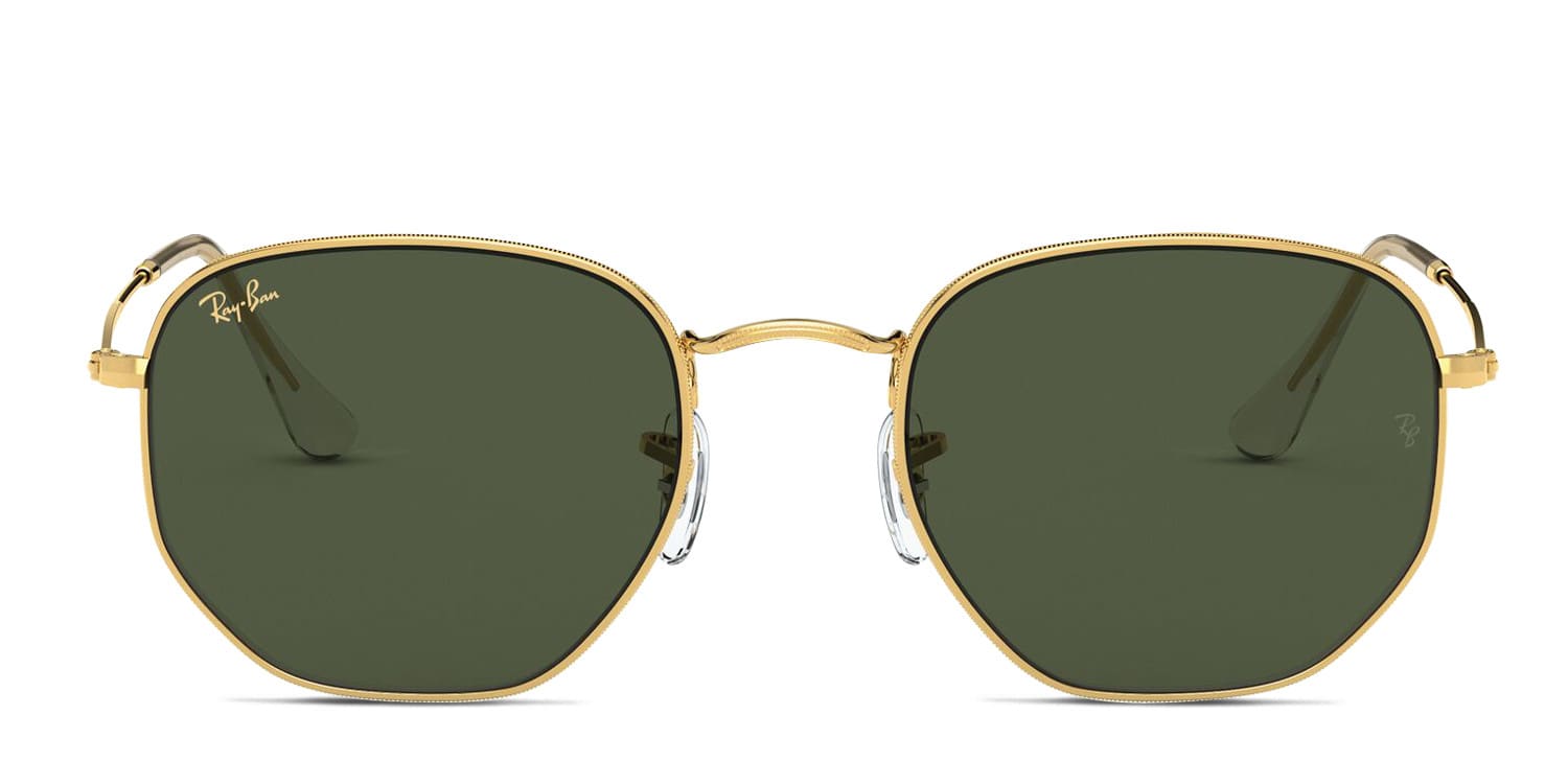 Ray-Ban RB3548 Hexagonal Gold , Green glasses - Gold / Green - Frontal View