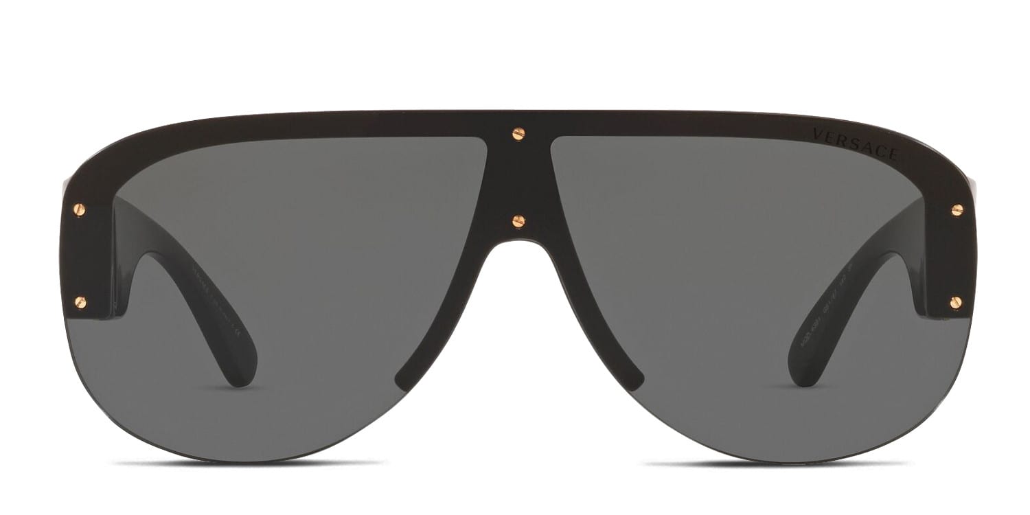 Versace VE4391 black frame with dark grey lenses. Lenses provide