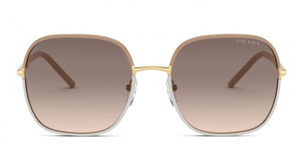 Prada PR 67XS Beige White Gold Prescription Sunglasses 50 Off Lenses