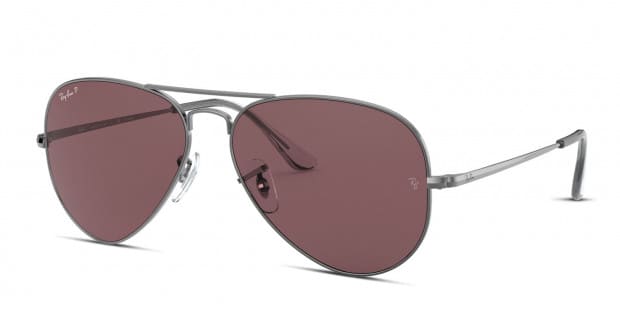 Ray-Ban RB3689 Aviator Metal II Gunmetal, Purple Sunglasses