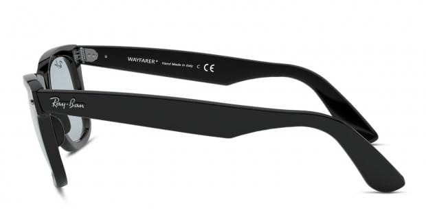 Ray Ban RB2140F Wayfarer Sunglasses 601 R5 Shiny Black Light Grey