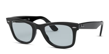 Ray-Ban RB2140F Wayfarer Shiny Black, Gray glasses - Shiny Black / Gray - Angle View