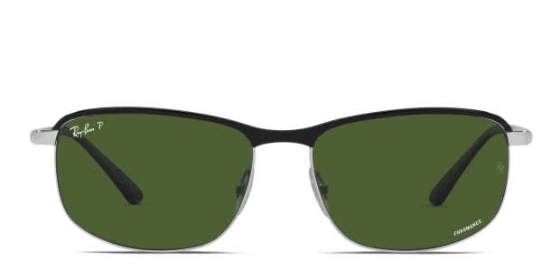 Ray-Ban RB3671CH black, silver frame with polarized dark green