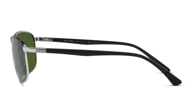 Ray-Ban RB3671CH black, silver frame with polarized dark green