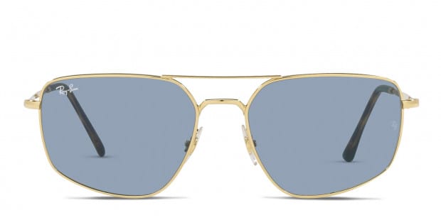 Ray Ban RB3666 gold frame with blue lenses. Lenses provide 100 UV protection