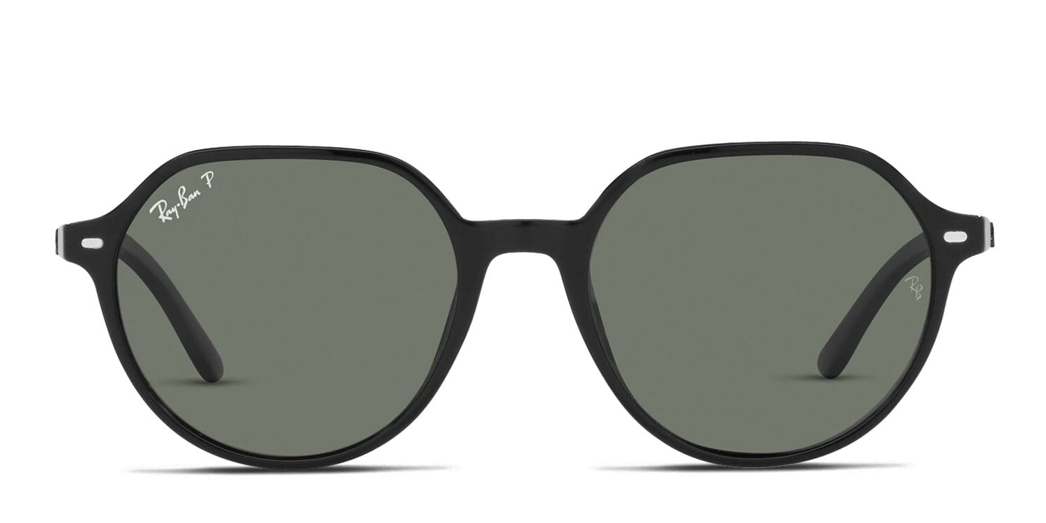 Ray-Ban RB2195 Thalia Shiny Black frame with polarized green