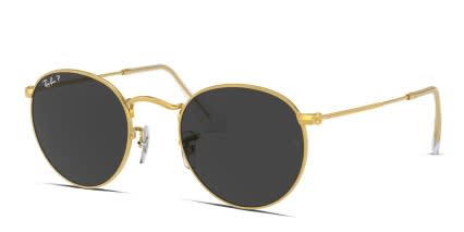 Ray-Ban RB3447 Round Metal Gold, Gray glasses - Gold / Gray - Angle View