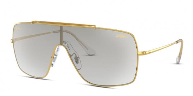 Ray Ban RB3697 Wings II gold frame with clear gradient silver lenses. Lenses provide 100 UV protection