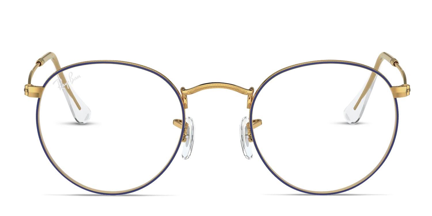 Ray-Ban RX3447V Round Metal Blue/Gold Prescription Eyeglasses