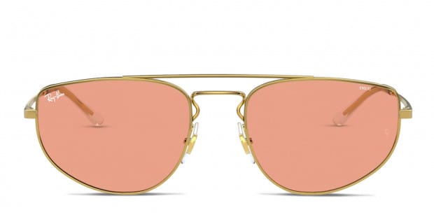 Ray Ban RB3668 gold frame with Evolve photochromic red to violet lenses. Lenses provide 100 UV protection