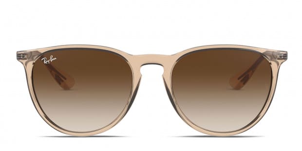 Ray-Ban RB4171F Erika (A) clear, brown frame with brown gradient dark brown  lenses. Lenses provide 100% UV protection.