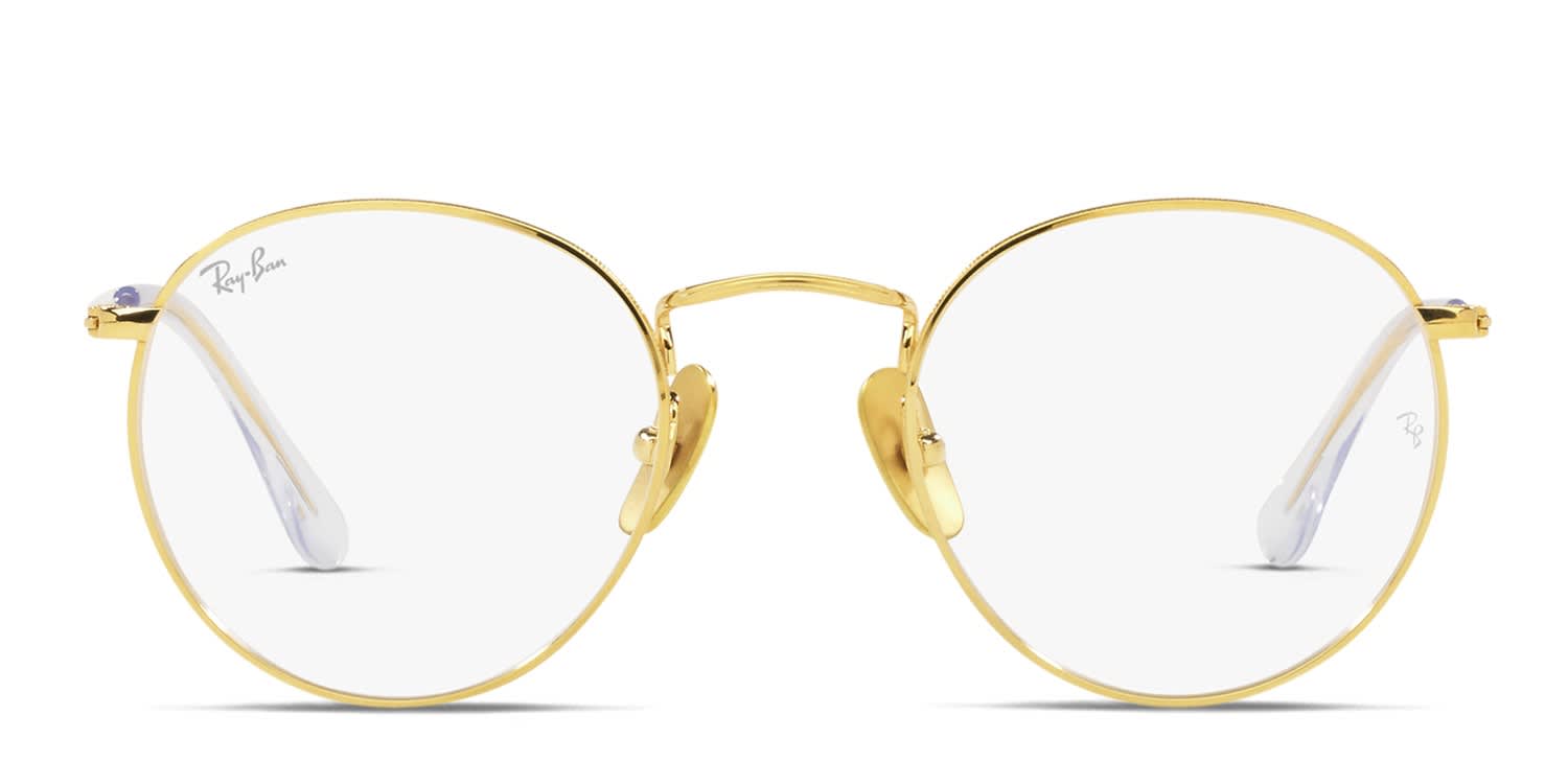 Ray-Ban RX8247V Round Titanium Gold glasses - Gold - Frontal View