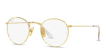 Ray-Ban RX8247V Round Titanium Gold glasses - Gold - Angle View