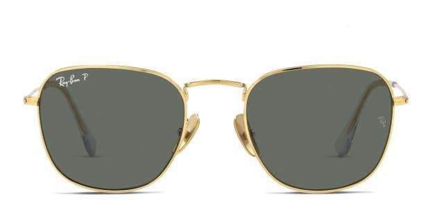 Ray Ban RB8157 Frank gold frame with green polarized lenses. Lenses provide 100 UV protection