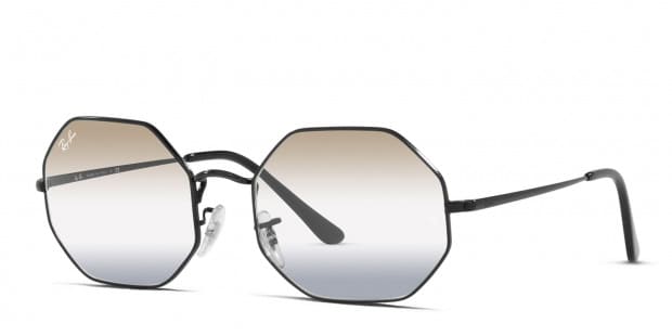 Ray-Ban RB1972 Octagon black frame with clear gradient brown lenses. Lenses  provide 100% UV protection.
