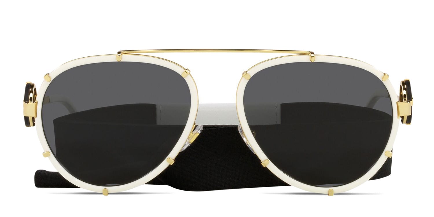 Versace VE2232 White, Gold glasses - White / Gold - Frontal View