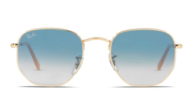 Ray-Ban Gold Frame Sunglasses with Blue-to-Peach Gradient Lenses Ray-Ban Round Polarized Sunglasses | TYLER main image 4
