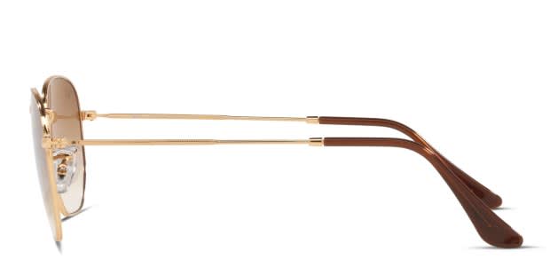 Ray-Ban RB3548 Hexagonal gold frame with clear gradient brown