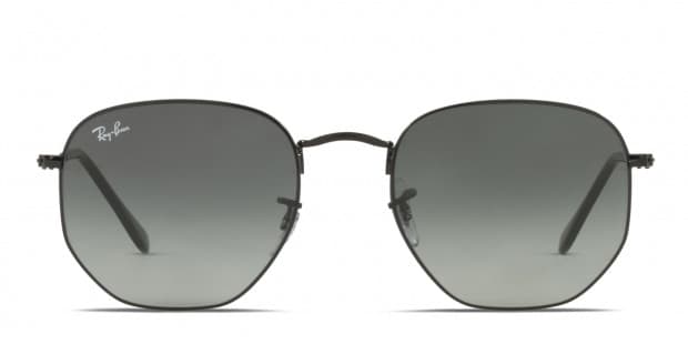 Ray Ban RB3548 Hexagonal black frame with grey gradient lenses. Lenses provide 100 UV protection