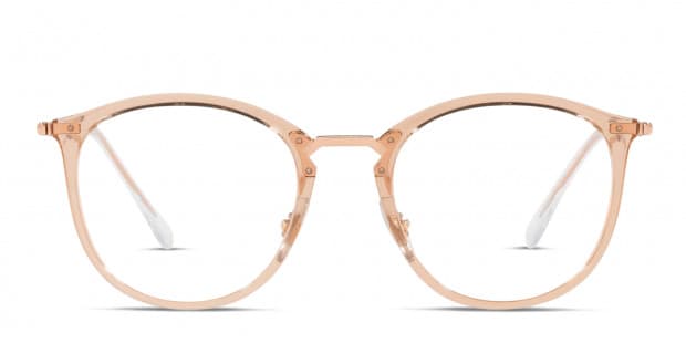 Ray Ban RX7140 Brown Clear Rose Gold Eyeglasses Includes FREE Rx Lenses