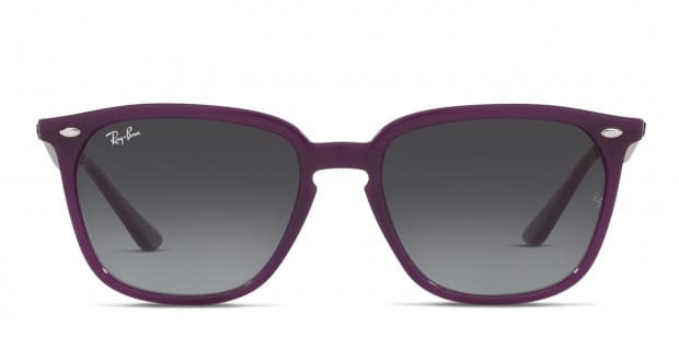 Ray Ban RB4362 purple frame with gradient grey lenses. Lenses provide 100 UV protection
