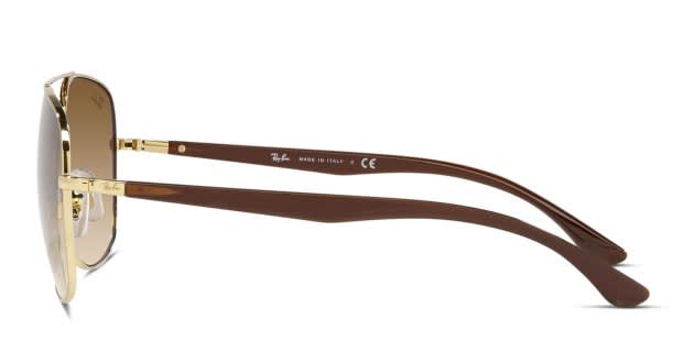 Ray-Ban RB3683 gold frame with clear gradient brown lenses. Lenses