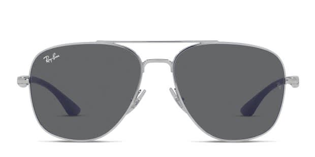 Ray-Ban RB3683 silver frame with dark grey lenses. Lenses  display picture 1