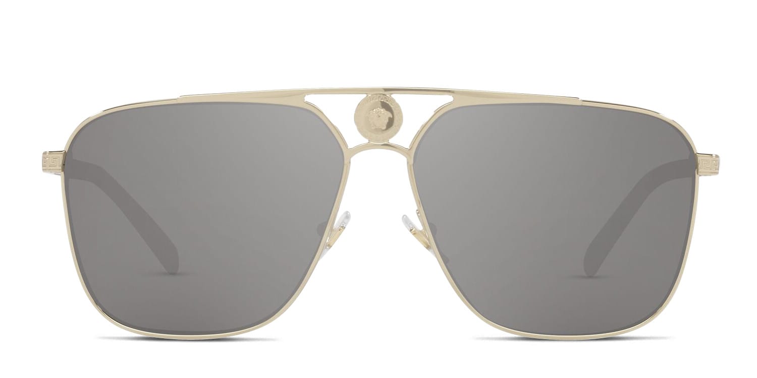 Versace VE2238 gold frame with light grey mirrored silver lenses