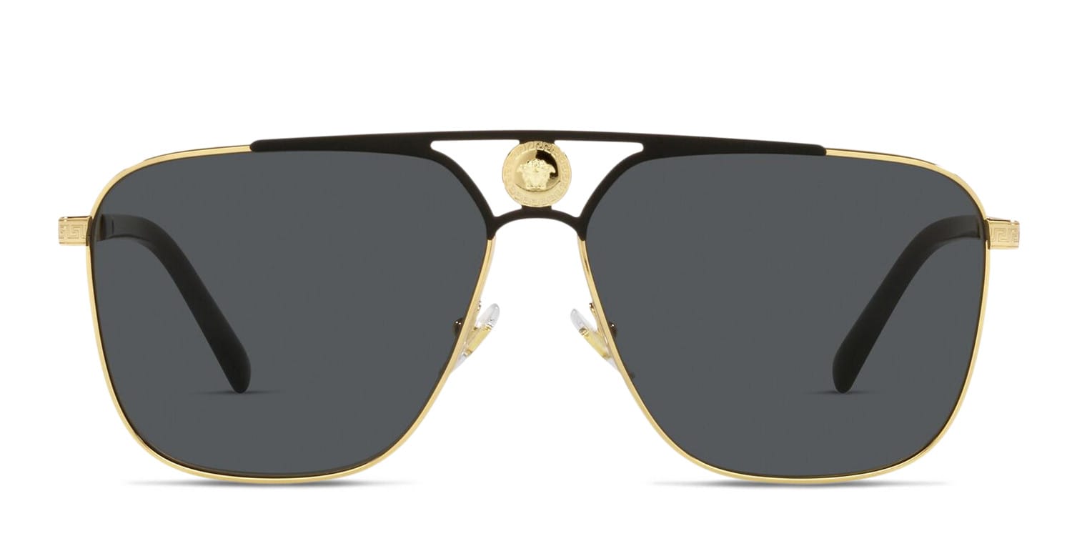 Versace VE2238 Black , Gold , Gray glasses - Black / Gold / Gray - Frontal View