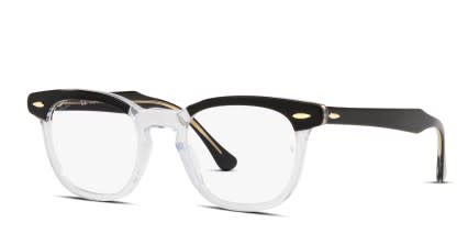 Ray-Ban RX5398F Hawkeye Black, Clear glasses - Black / Clear - Angle View