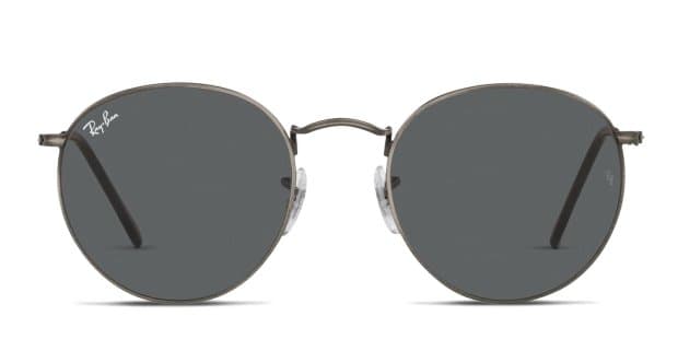 Ray-Ban RB3447 Round Metal Gunmetal, Gray Prescription Sunglasses 