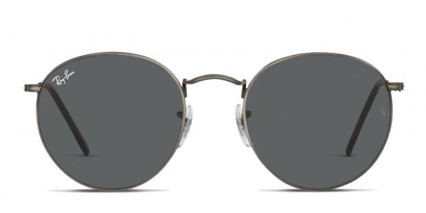 Ray-Ban RB3447 Round Metal Gunmetal, Gray Prescription Sunglasses