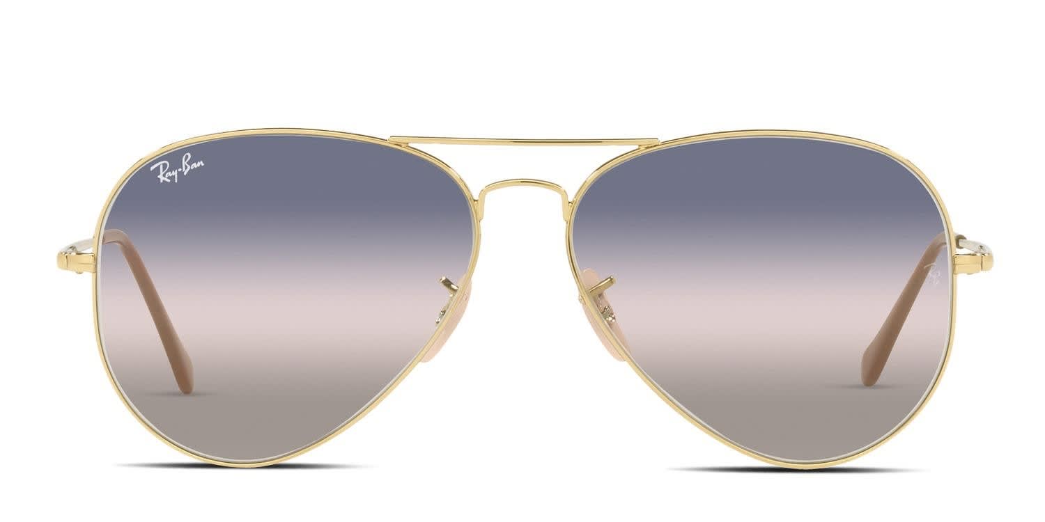 Ray-Ban RB3689 Aviator Metal II Gold, Pink, Blue glasses - Gold / Pink / Blue - Frontal View