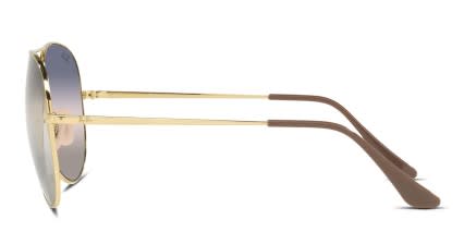 Ray-Ban RB3689 Aviator Metal II Gold, Pink, Blue glasses - Gold / Pink / Blue - Side View