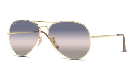 Ray-Ban RB3689 Aviator Metal II Gold, Pink, Blue glasses - Gold / Pink / Blue - Angle View