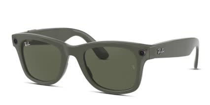 Ray-Ban Stories RW4002 Wayfarer Green glasses - Green - Angle View