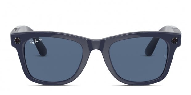 Ray Ban Stories RW4004 Wayfarer Large Blue frame with polarized dark blue lenses. Lenses provide 100 UV protection