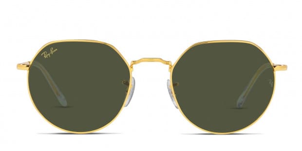 Ray-Ban Jack round hex sunglasses in gold and brown