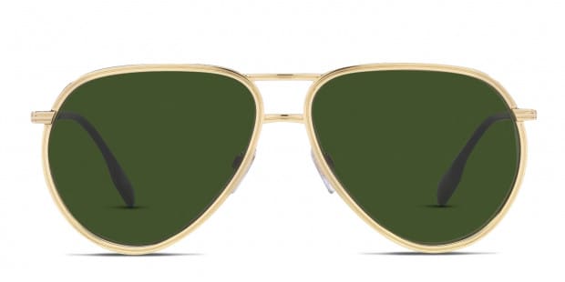 Burberry BE3135 Scott gold frame with green lenses. Lenses provide 100% UV  protection.