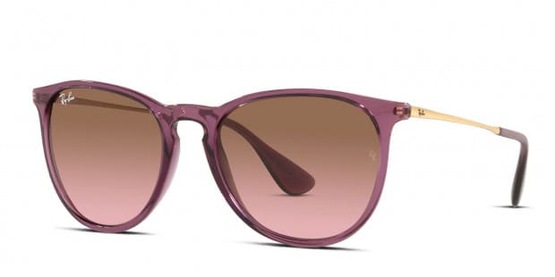Ray Ban RB4171 Erika clear purple frame with pink gradient brown lenses. Lenses provide 100 UV protection